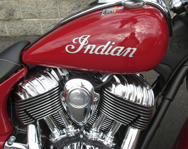 2014 Indian Chief engine close up and fuel tank from right side